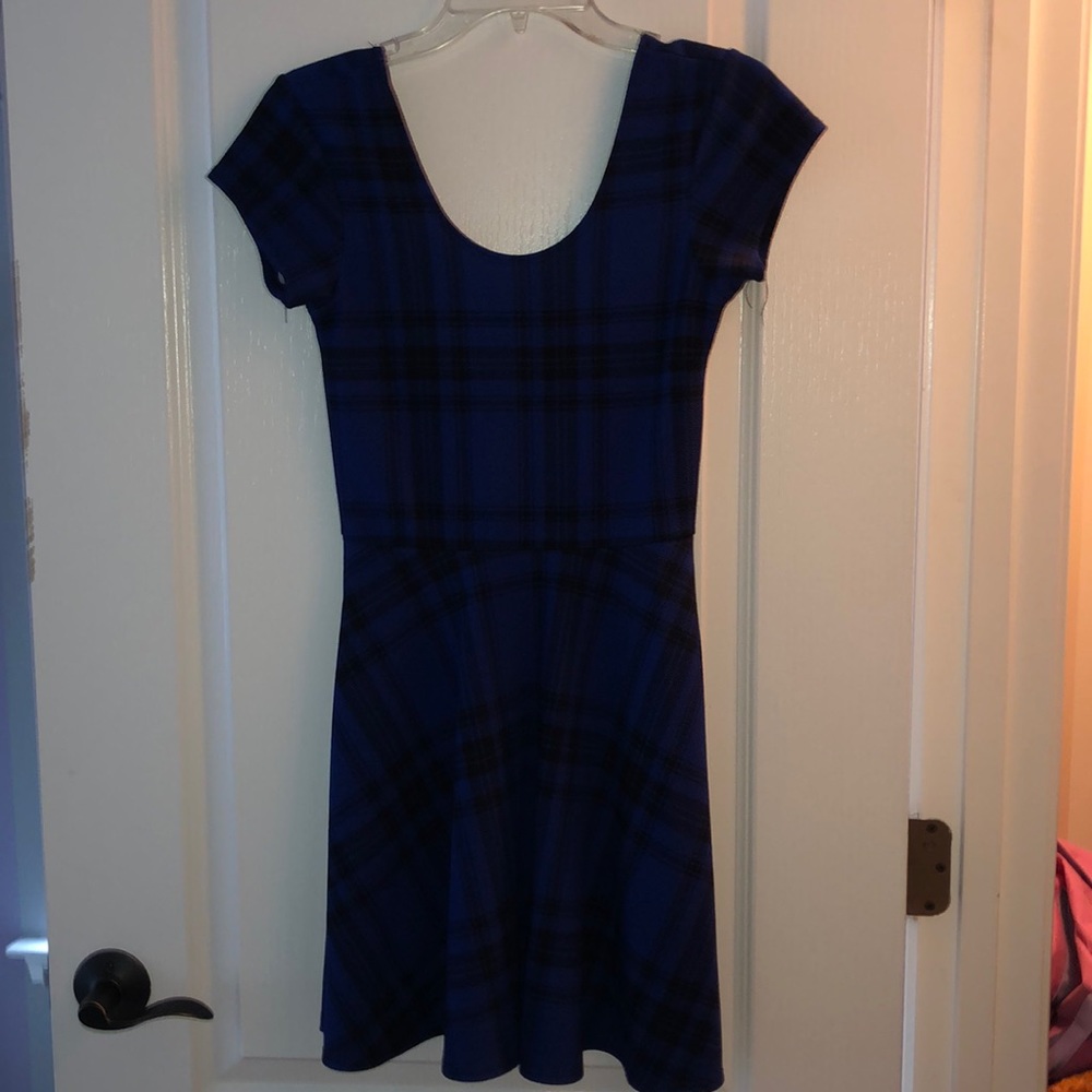 Blue and Black Plaid Dress